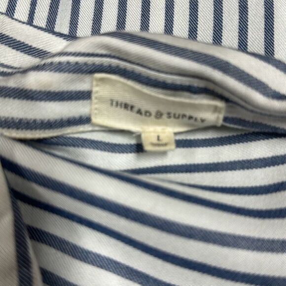 Thread & Supply Blue & White Stripe Button Front Dress Size Large - Picture 5 of 7